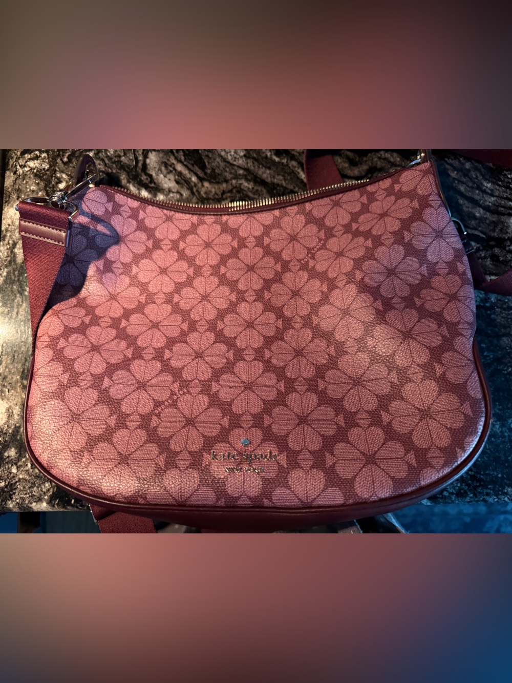 kate spade Floral Pattern Crossbody Bag in Burgundy and Rose
